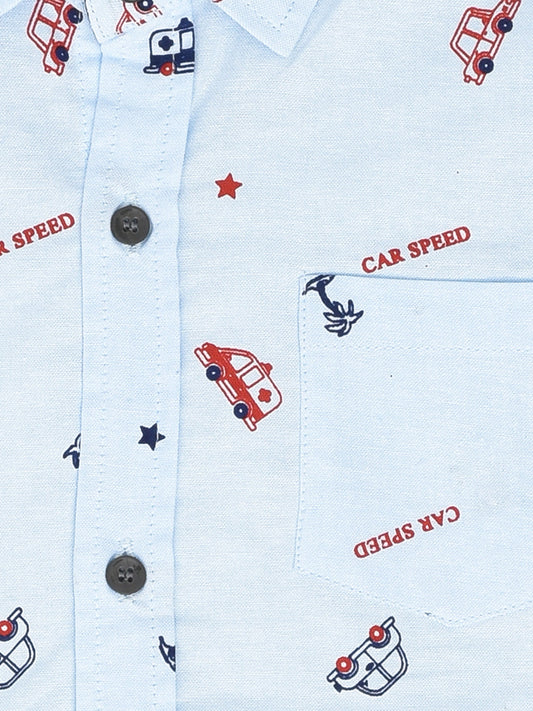 Light Blue Half Sleeves Printed Shirt