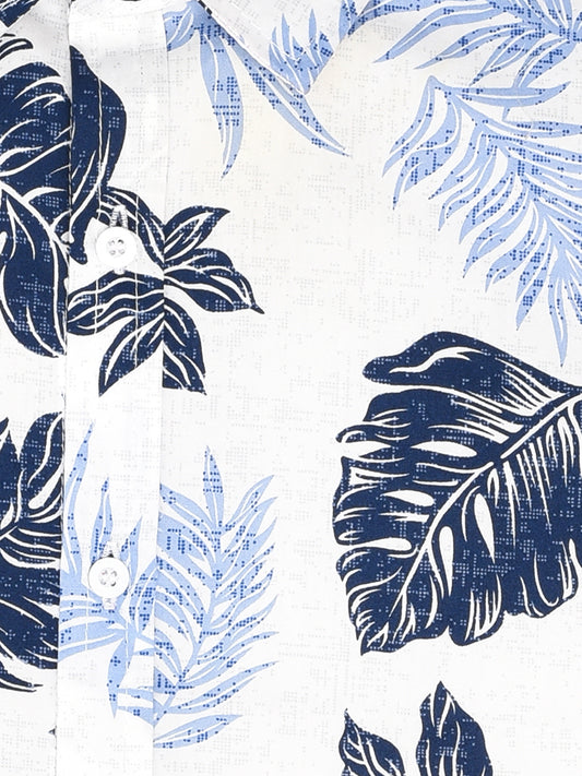 White Leaf printed shirt