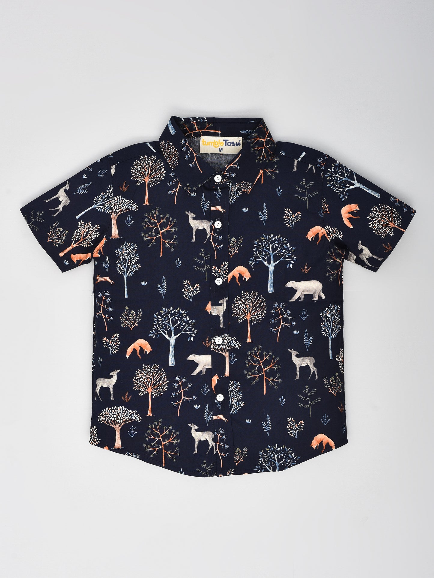 Navy Blue Printed Half Sleeves Shirt