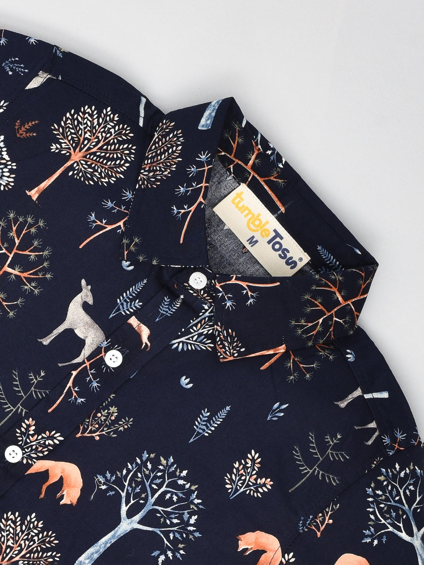 Navy Blue Printed Half Sleeves Shirt