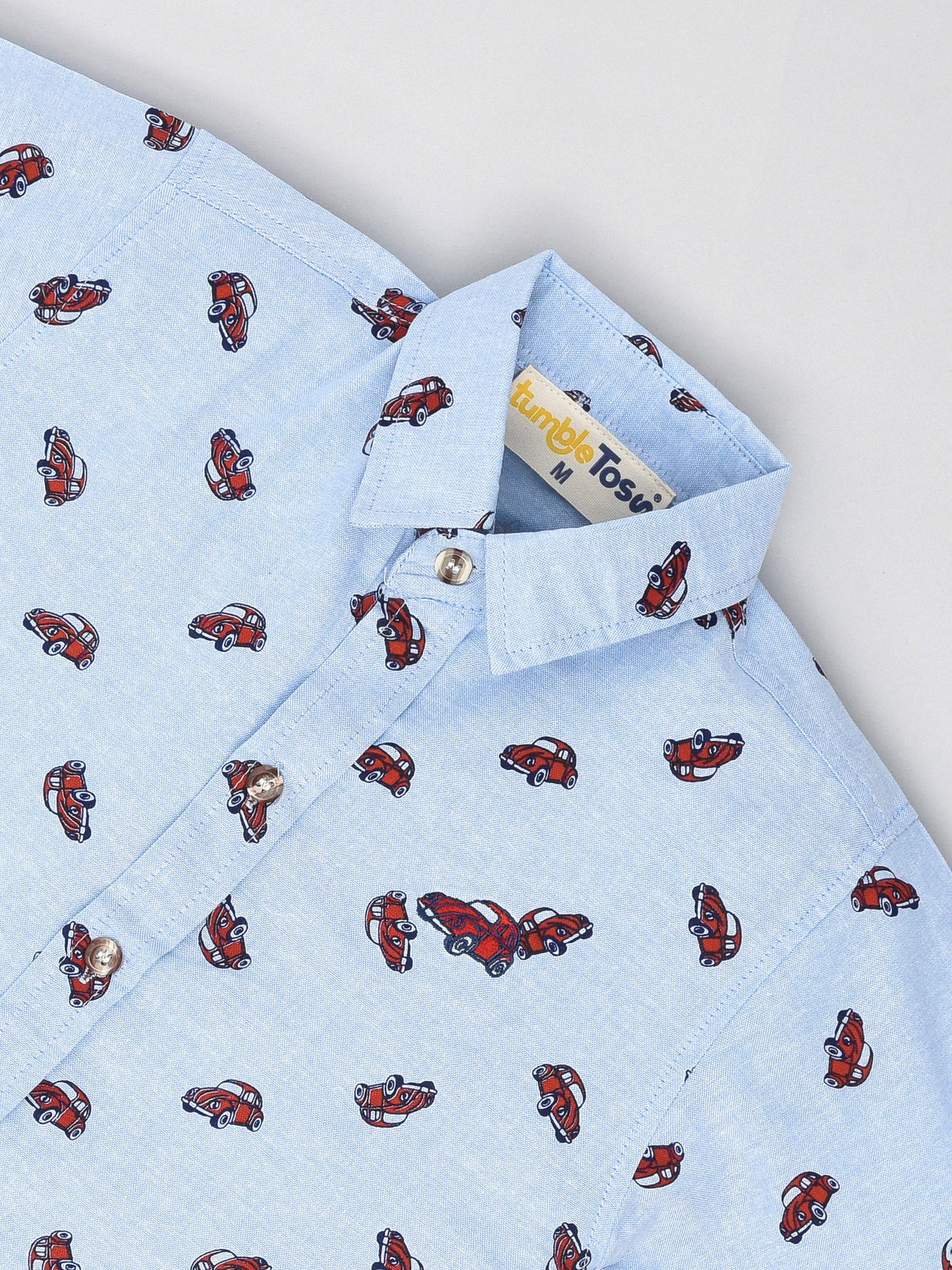Light Blue Colored Cars Printed Shirt