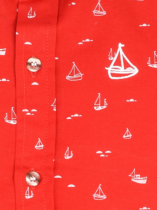 Red Yacht Printed Shirt
