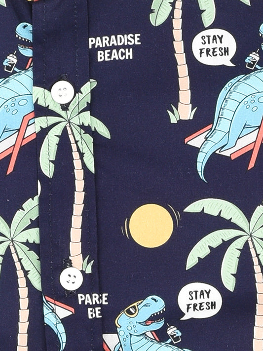 Navy Blue Dino Printed shirt