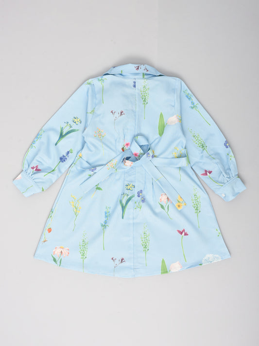 Blue Flower Printed Dress