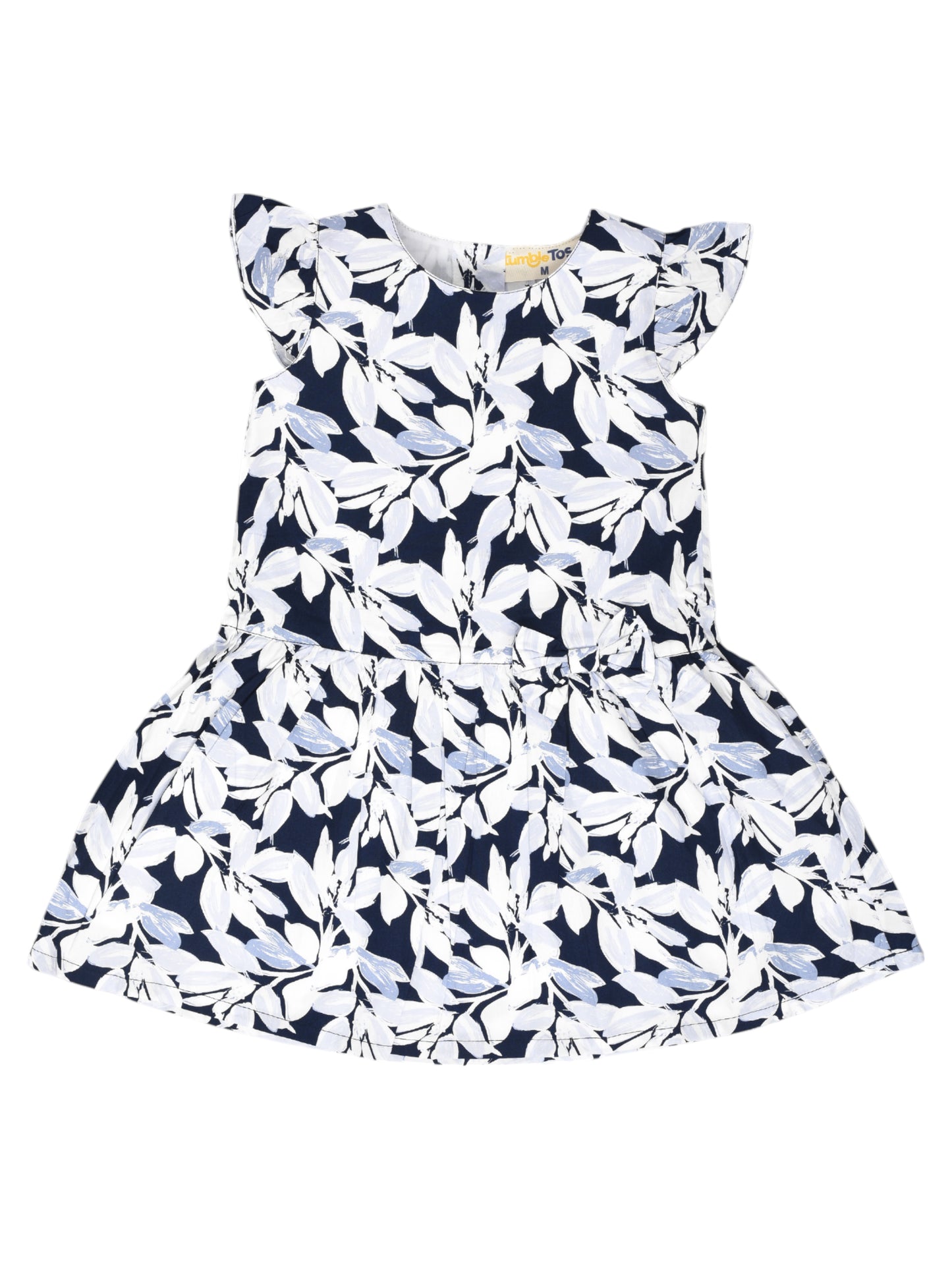 Blue and White Leaf Printed Dress