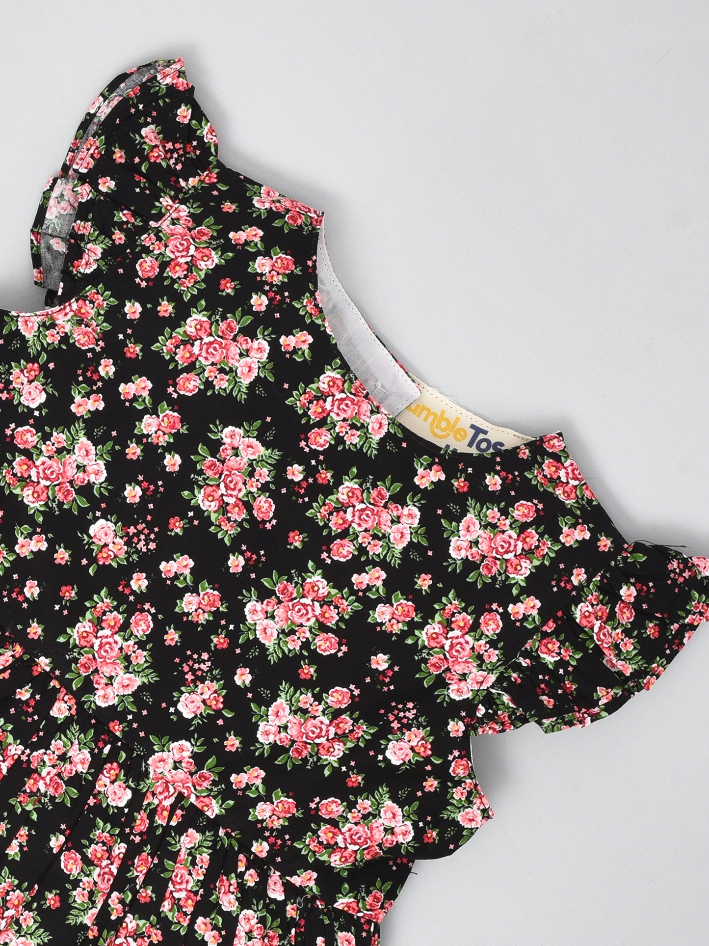 Black & Pink Flower Printed Dress