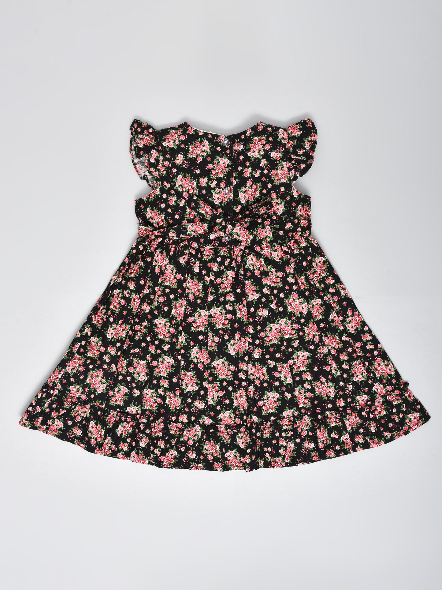 Black & Pink Flower Printed Dress