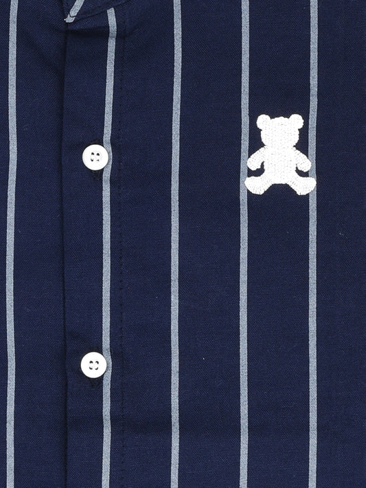 Navy Blue Striped Shirt