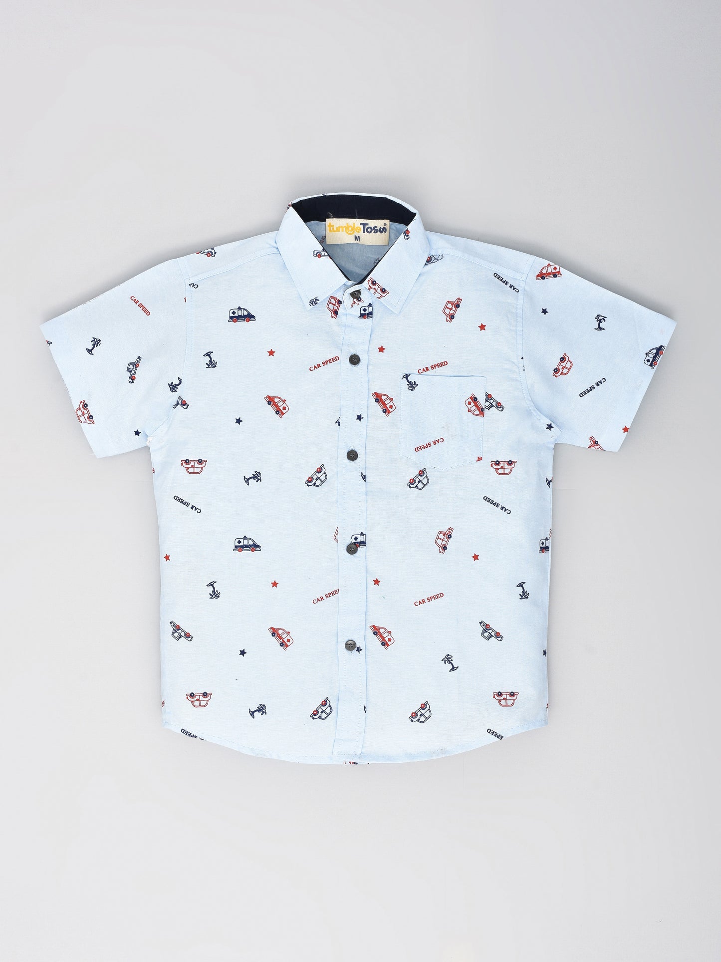 Light Blue Half Sleeves Printed Shirt