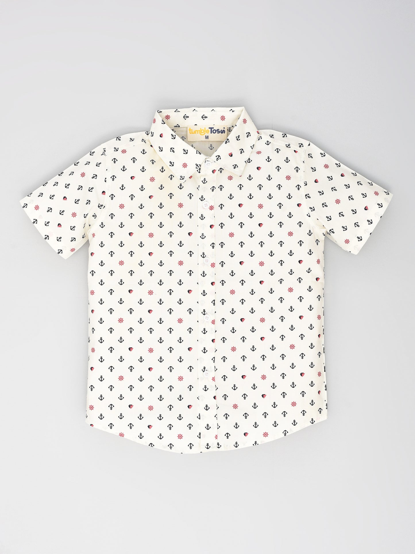White Printed Half Sleeves Shirt
