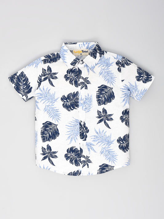 White Leaf printed shirt