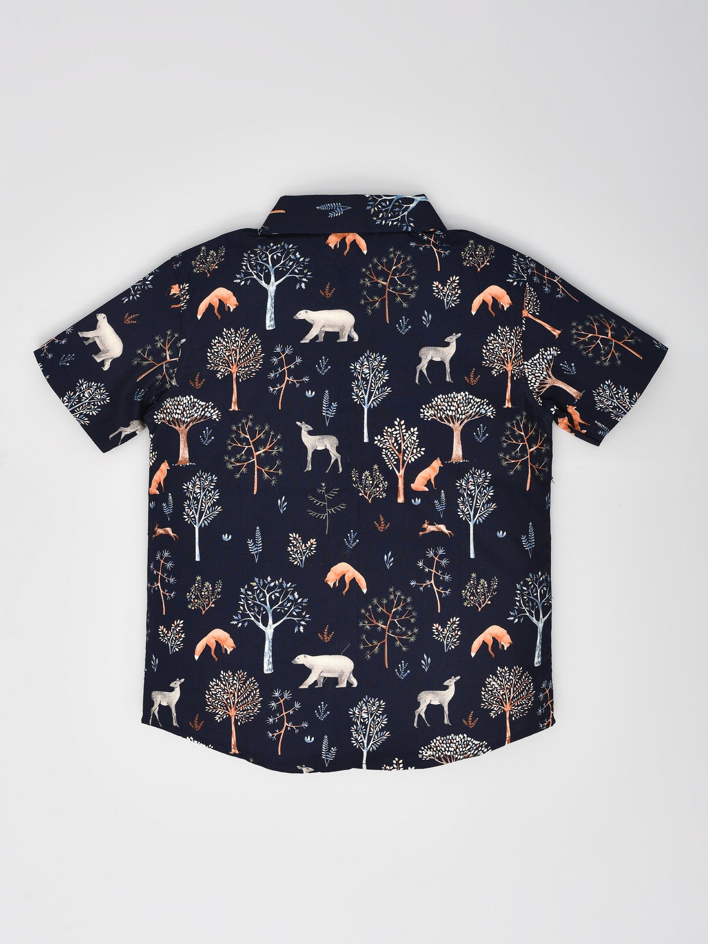 Navy Blue Printed Half Sleeves Shirt