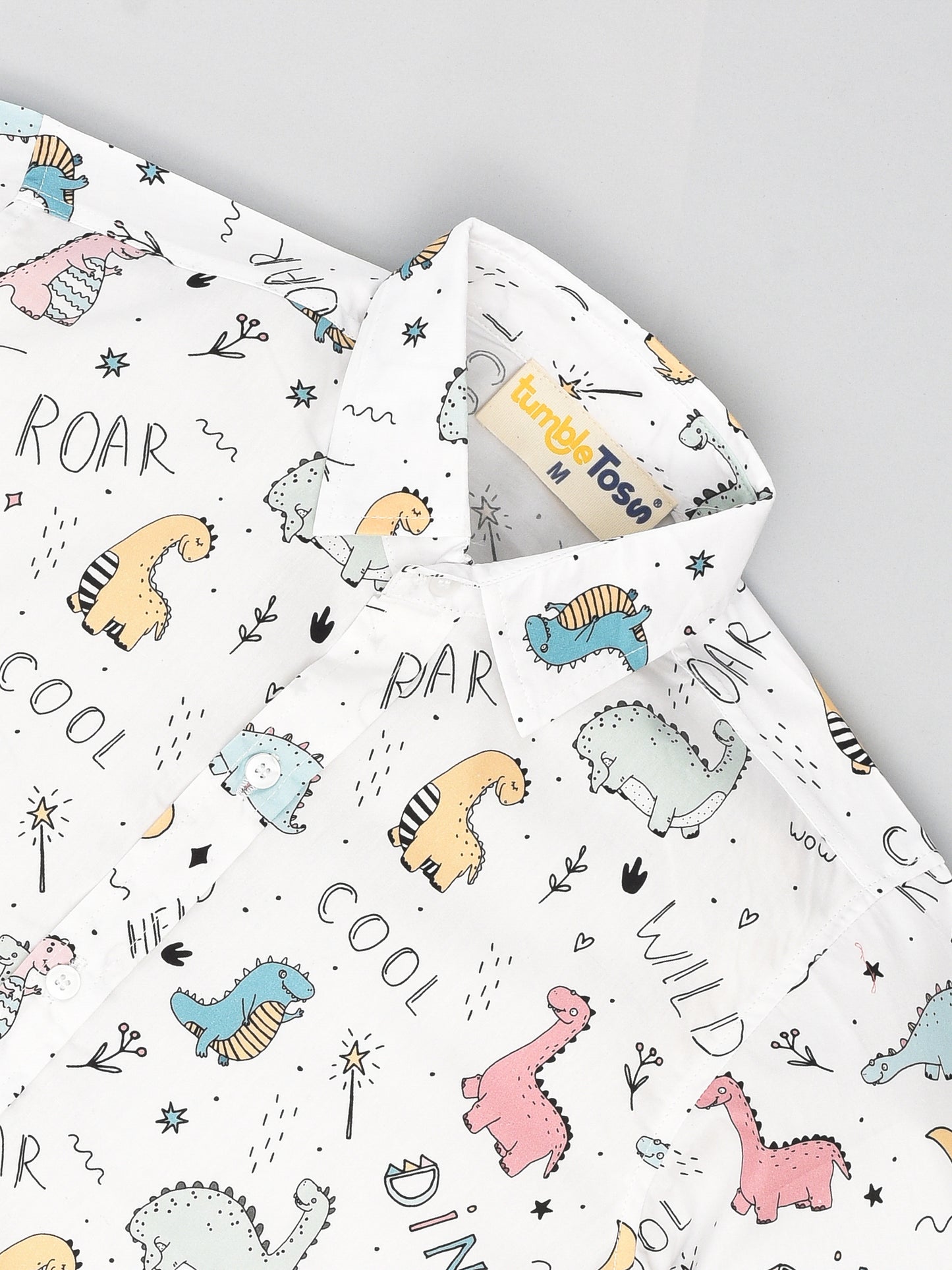White Dino Printed Shirt
