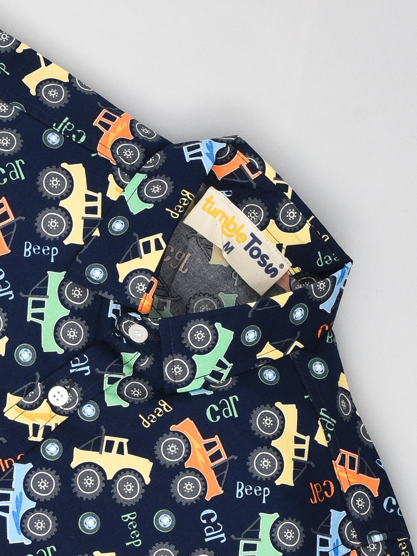 Navy Blue Car Printed Shirt
