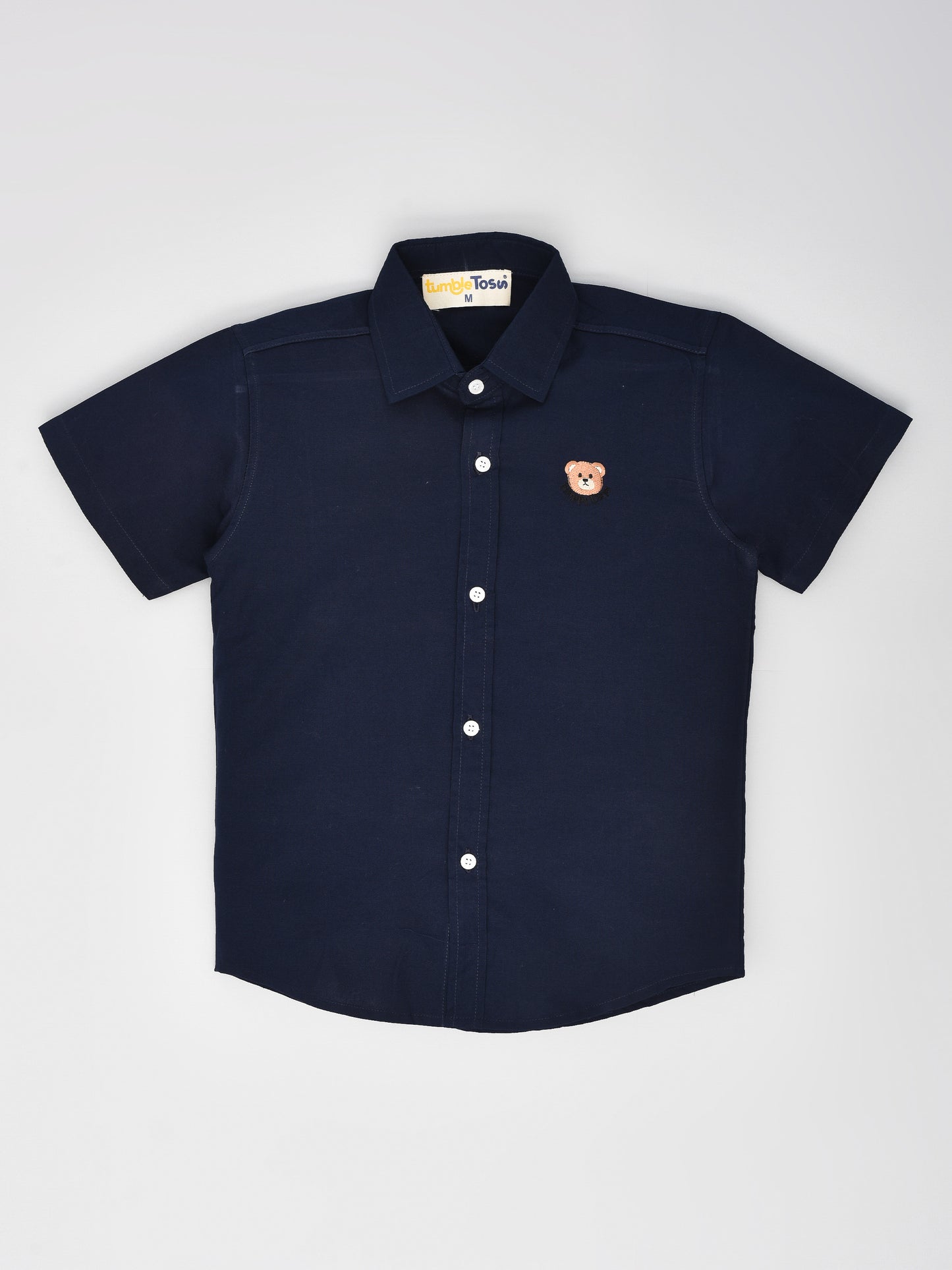 Navy Blue Solid Half Sleeves Shirt