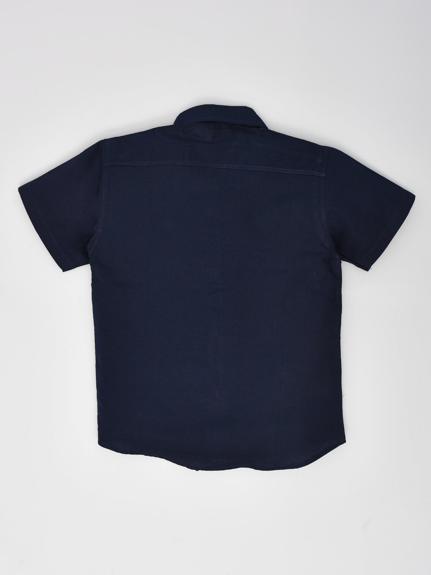 Navy Blue Solid Half Sleeves Shirt
