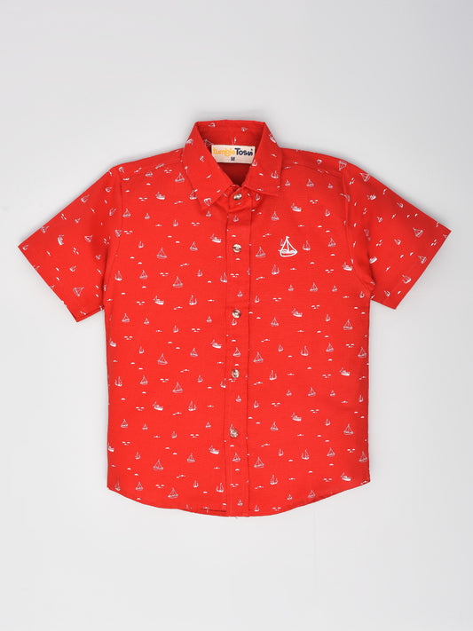 Red Yacht Printed Shirt