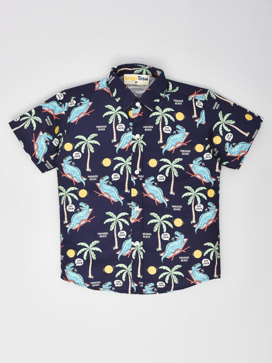 Navy Blue Dino Printed shirt