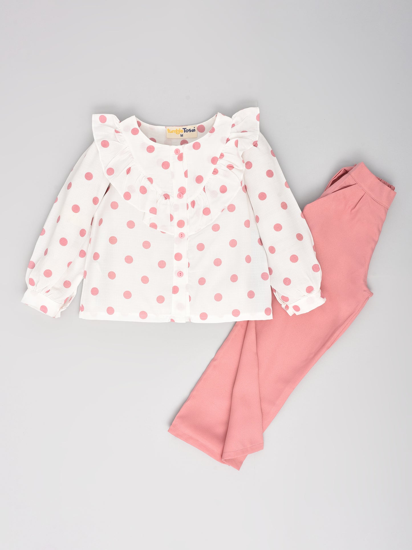 Pink Polka Dot Full Sleeves Coord Set