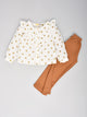 Full Sleeves Polka Dot Coord Set Brown