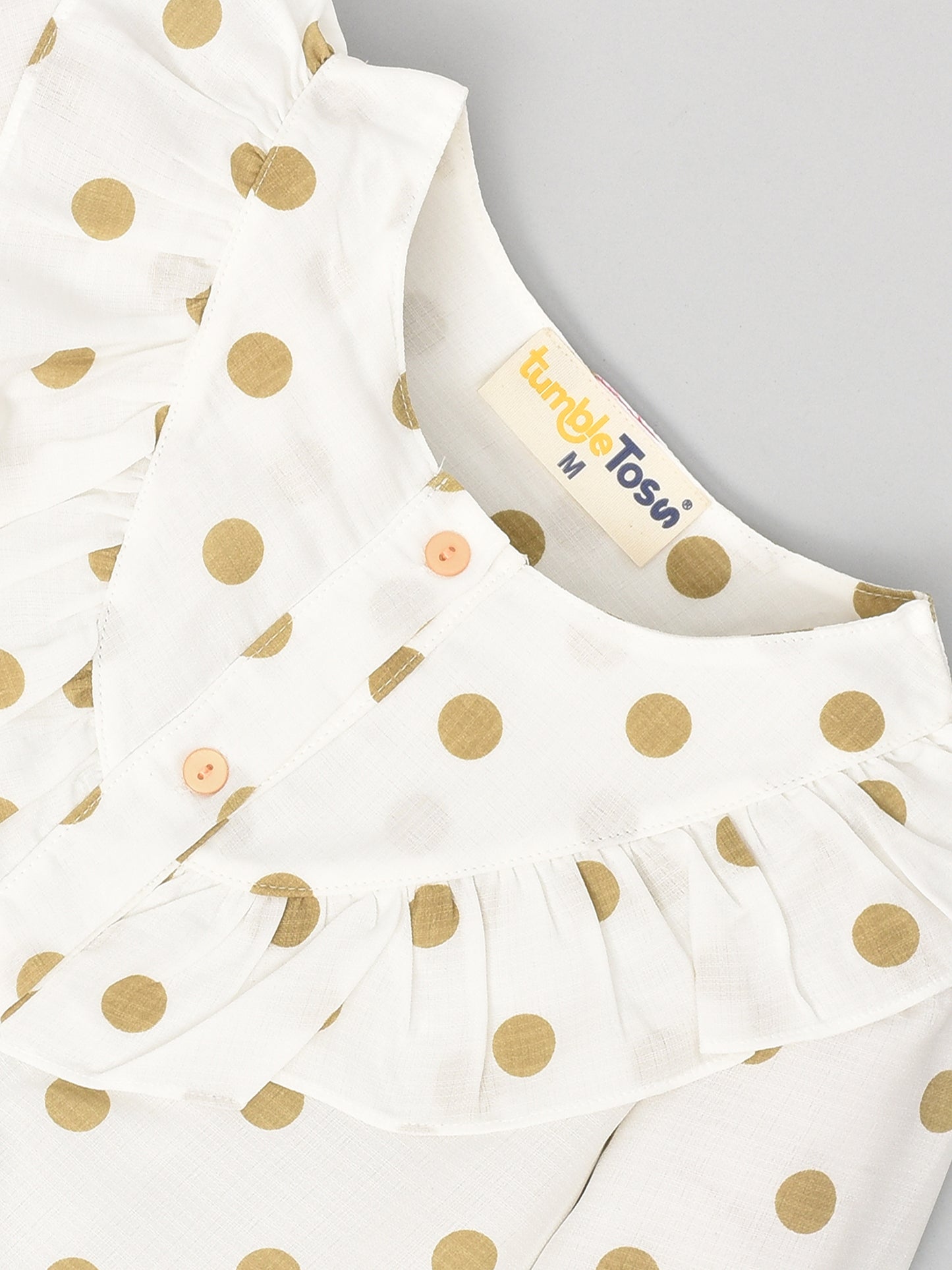 Full Sleeves Polka Dot Coord Set Brown
