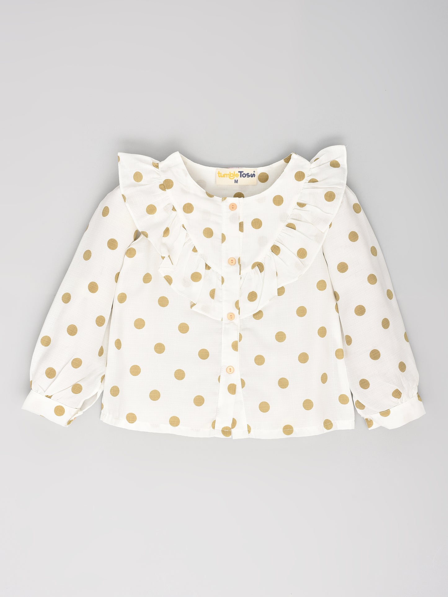 Full Sleeves Polka Dot Coord Set Brown