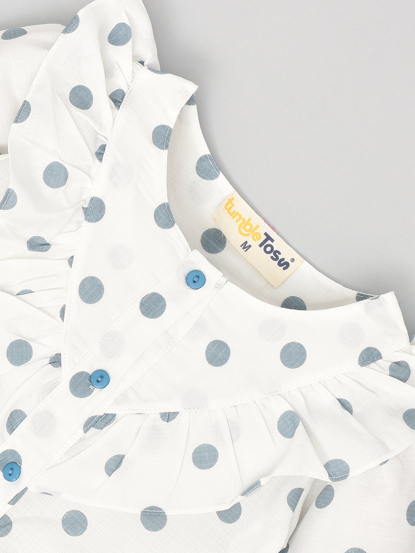 Full Sleeves Polka Coord Set Blue