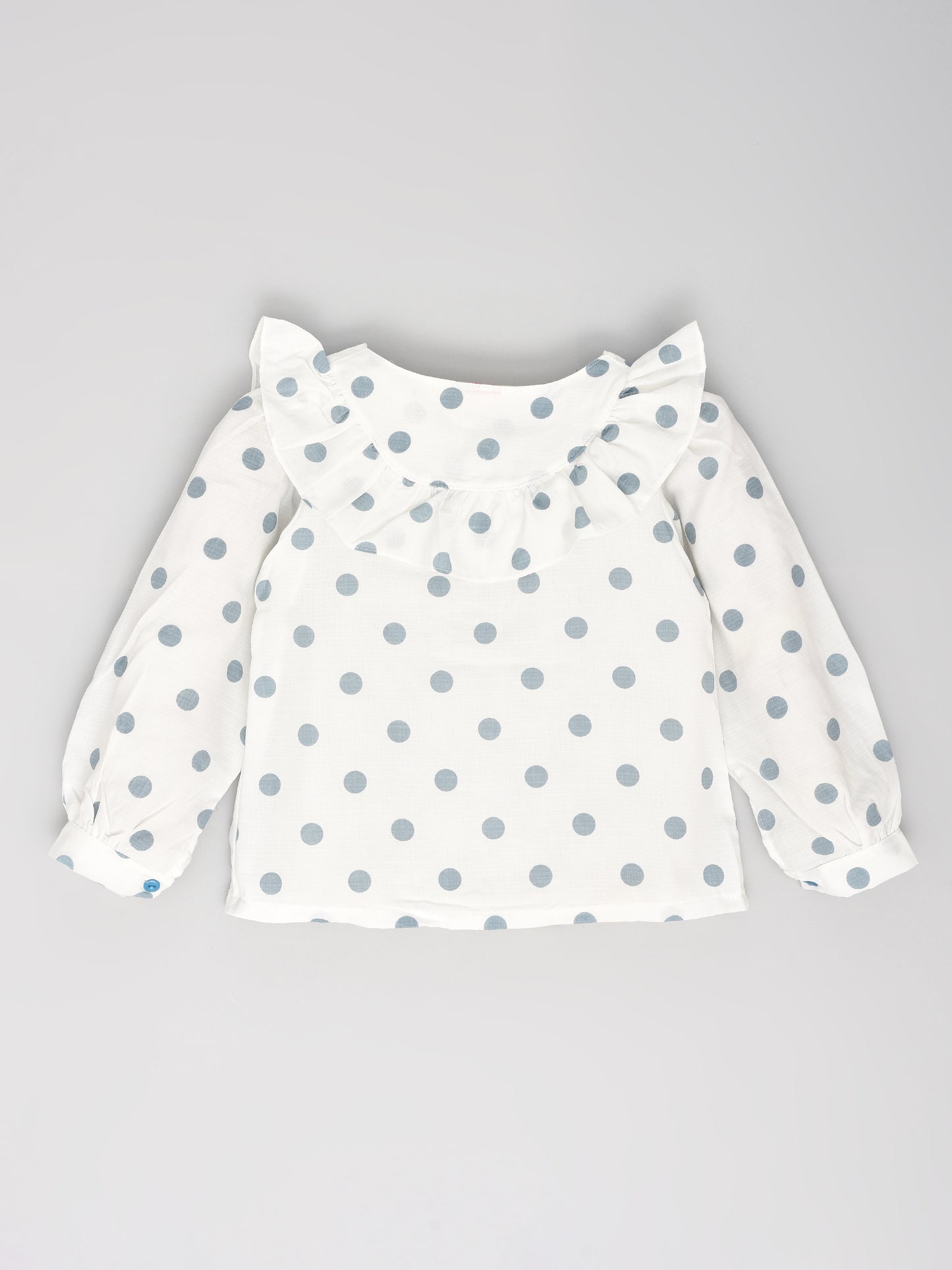 Full Sleeves Polka Coord Set Blue