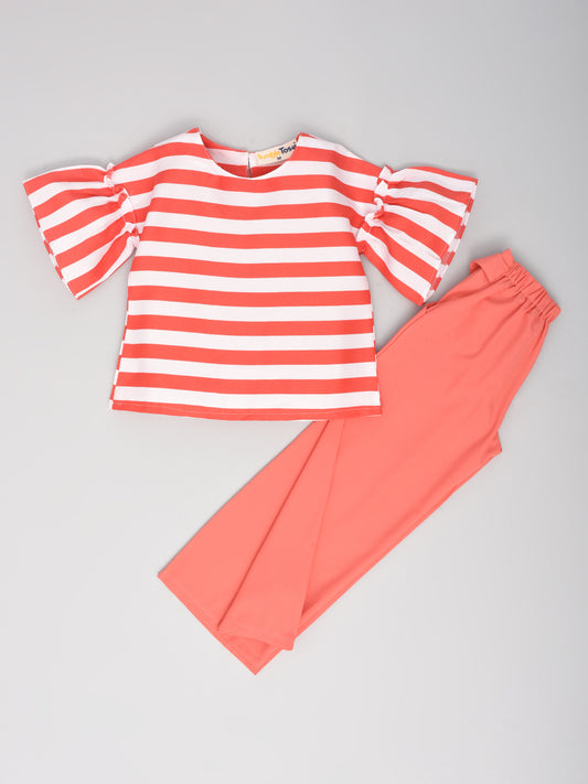 Peach Coord Set with bell sleeves