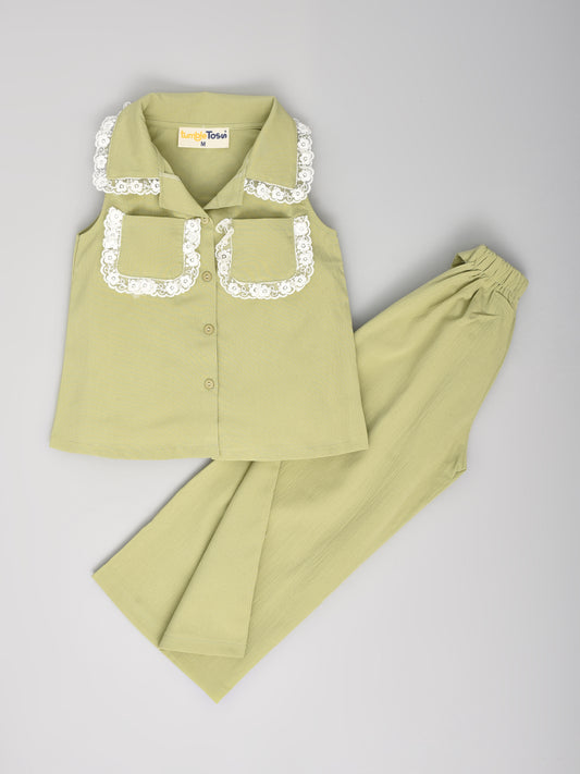 Olive Sleeveless Coord Set