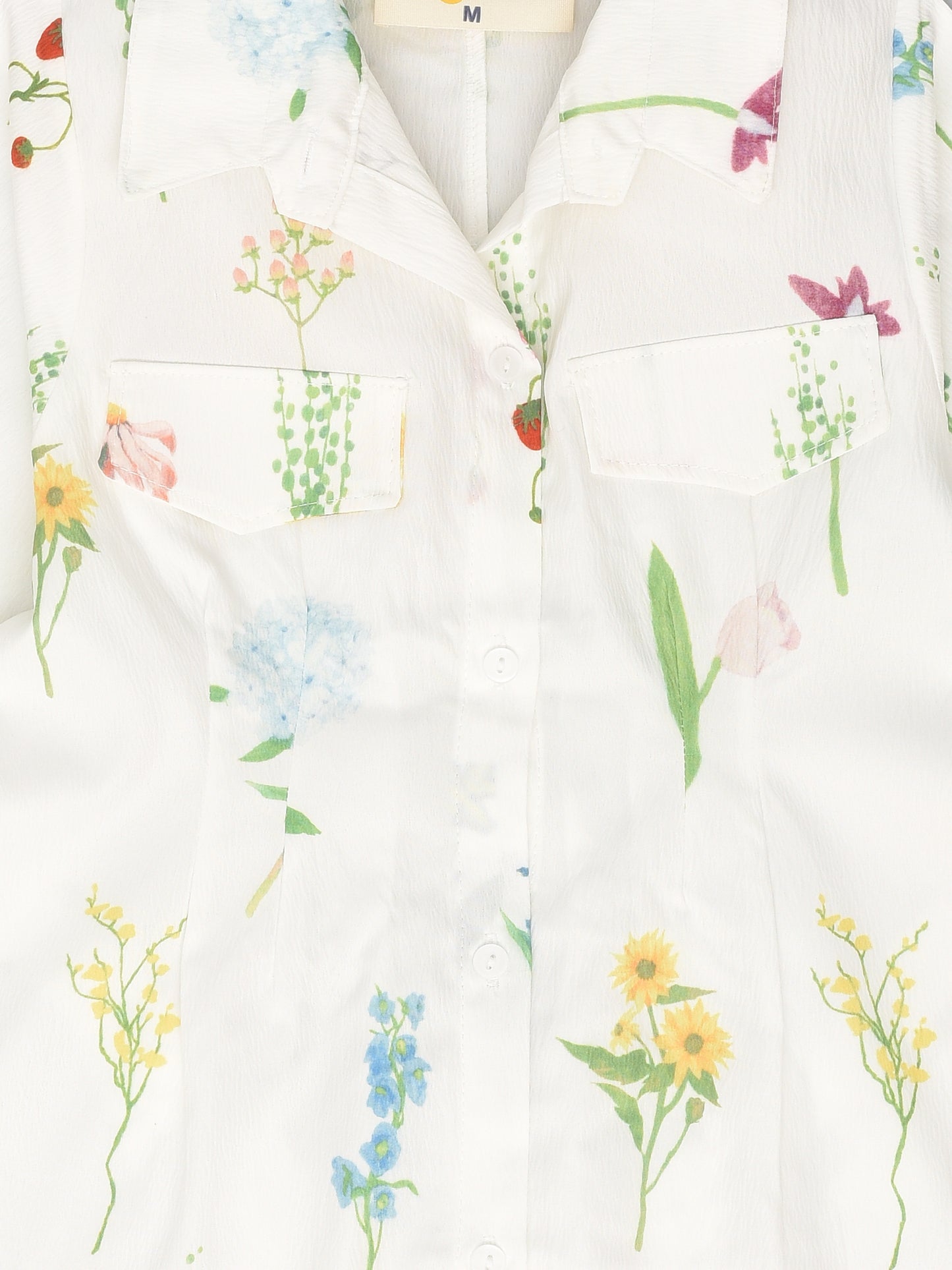 White Flower Printed Dress