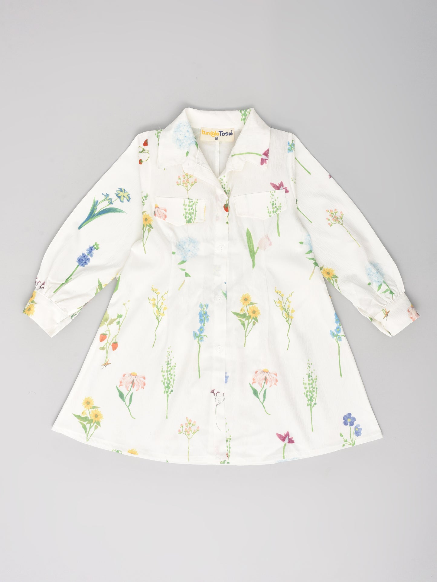White Flower Printed Dress