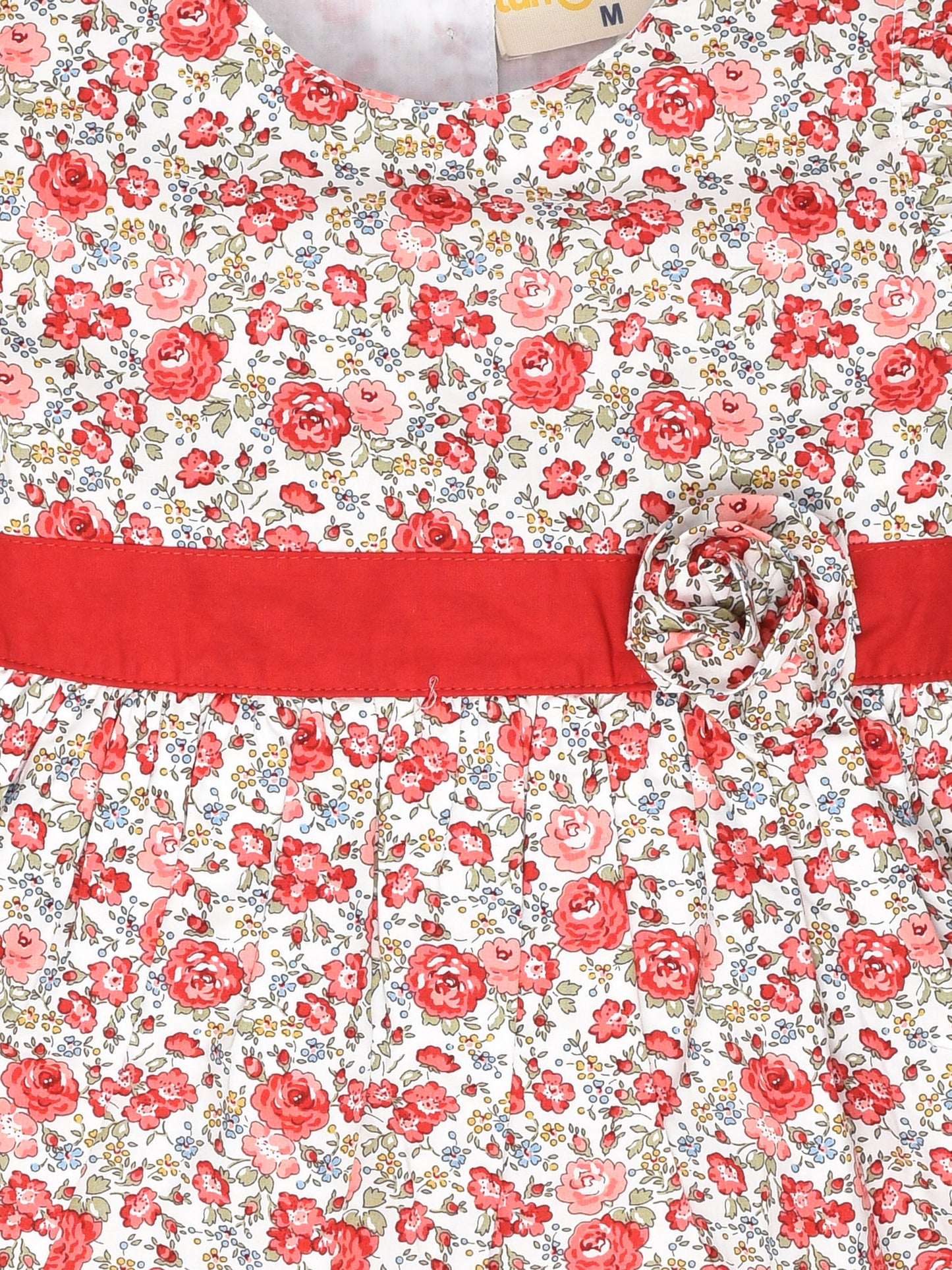 White and Red Flowers Printed Dress