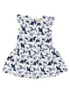Blue and White Leaf Printed Dress