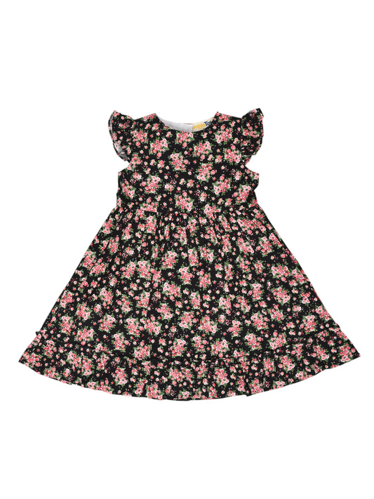 Black & Pink Flower Printed Dress
