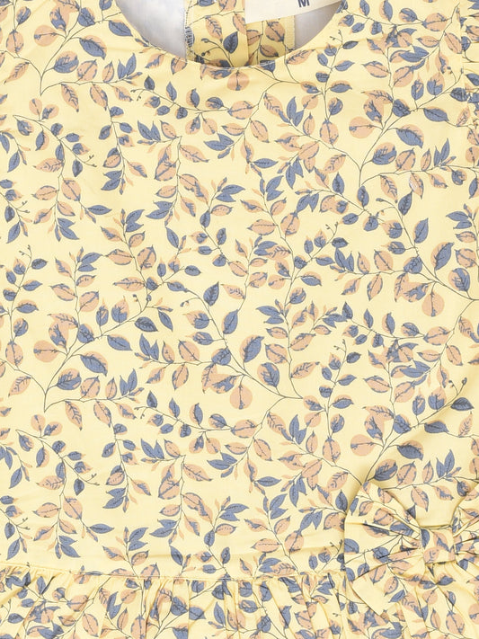 Yellow Dress with Leaf Prints