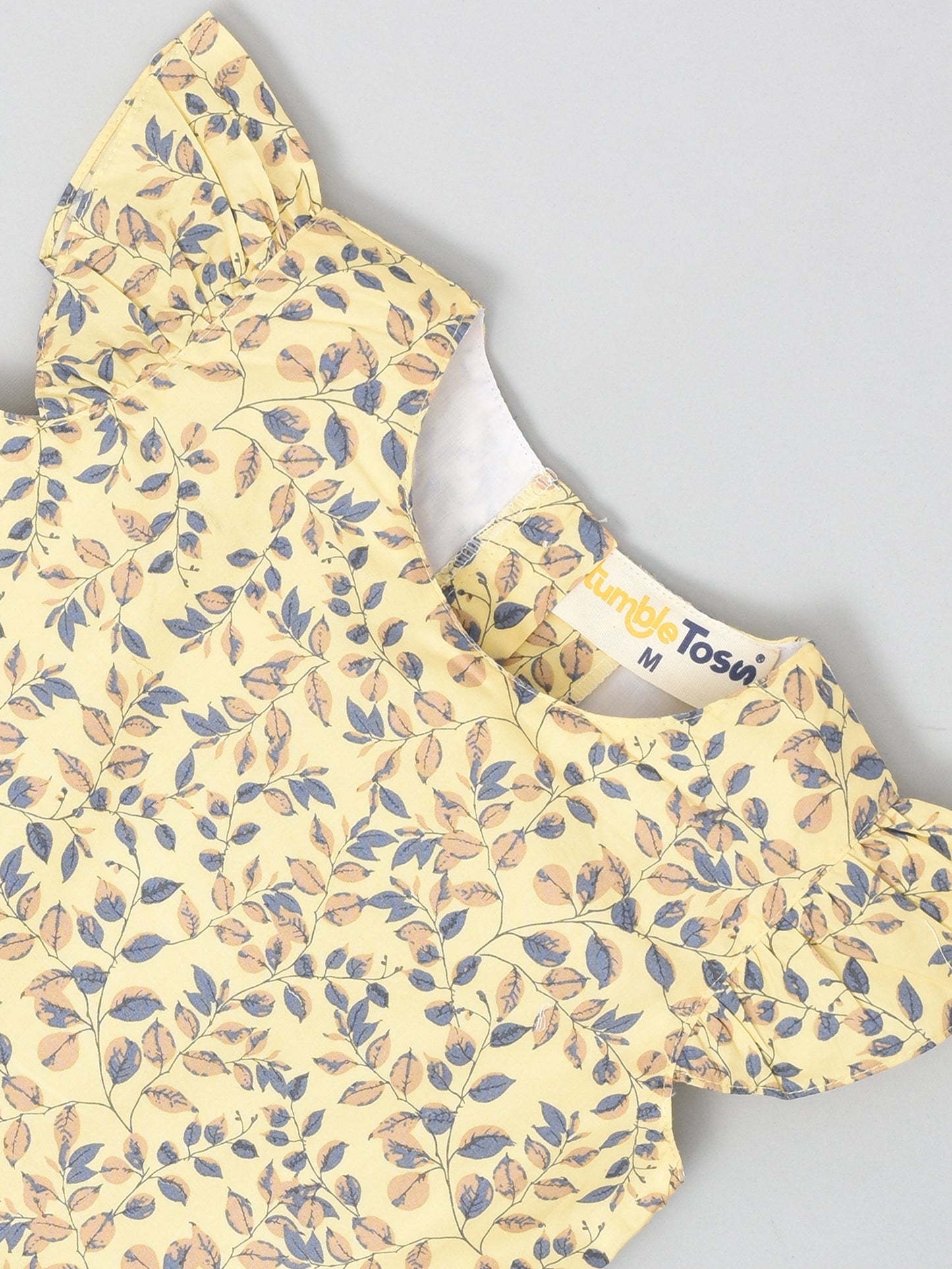 Yellow Dress with Leaf Prints