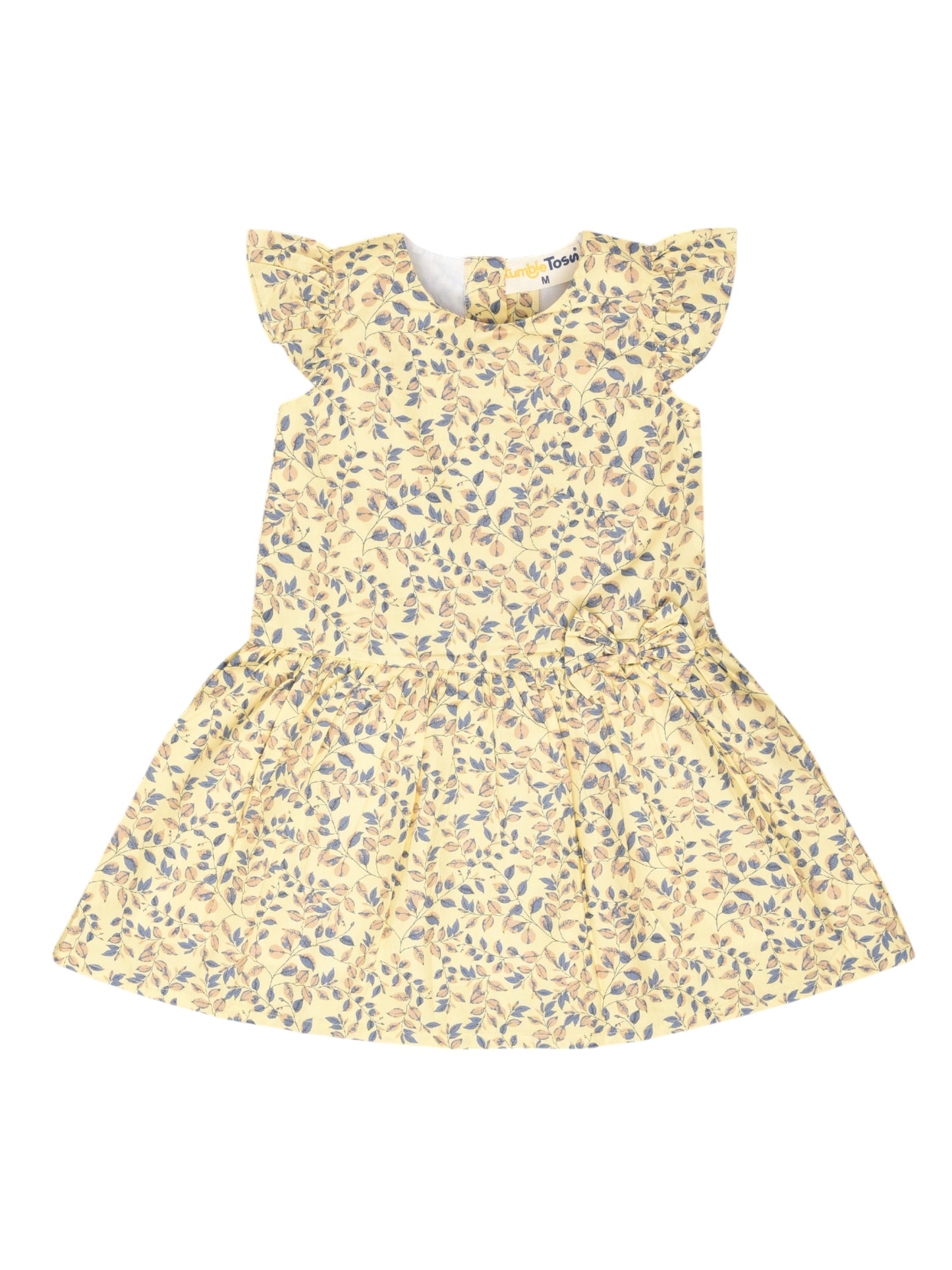 Yellow Dress with Leaf Prints