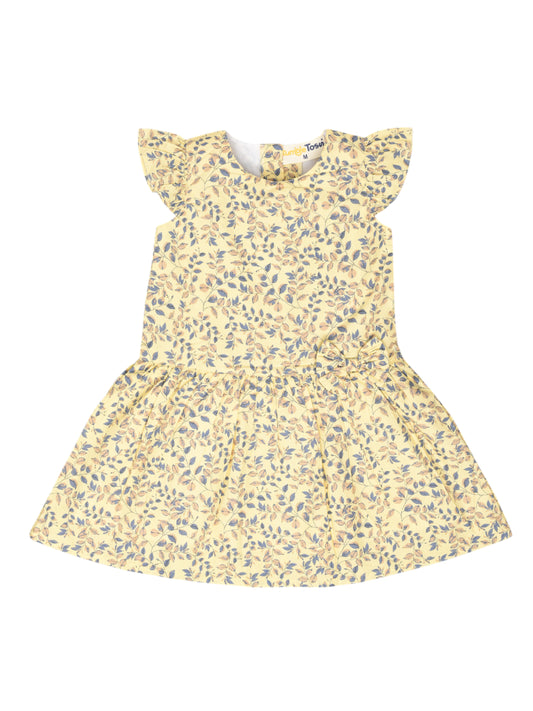 Yellow Dress with Leaf Prints