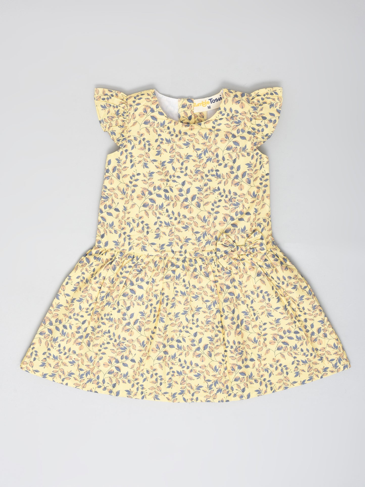 Yellow Dress with Leaf Prints