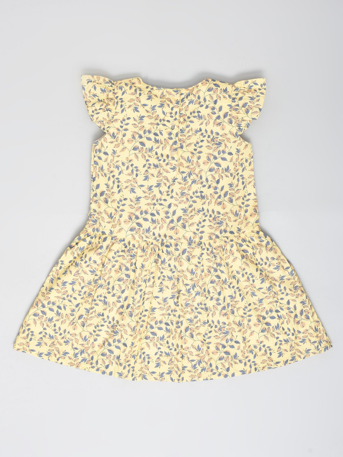 Yellow Dress with Leaf Prints