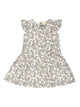 White Dress with Gray Printed Leaves
