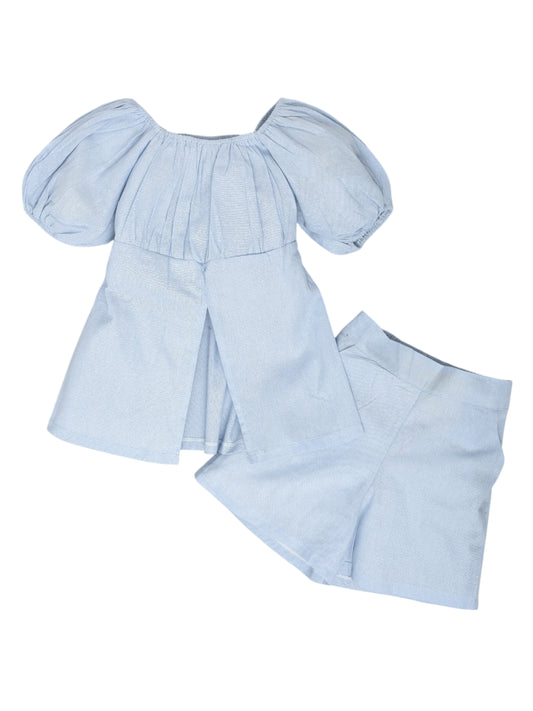 Blue Coord Set with Shorts